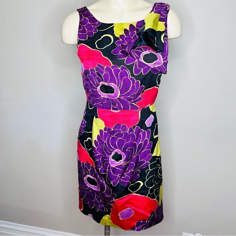 Anthropologie Purple Leifsdottir Winter Peony Floral Sheath Casual Dress size 2